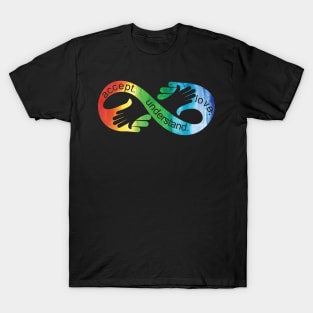 Celebrate Neurodiversity Rainbow Infinity Symbol For Neurodiversity watercolor accept. understand. love. T-Shirt